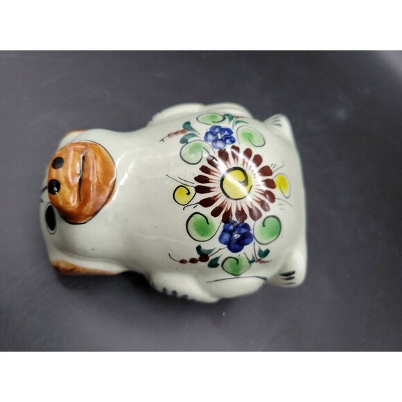 Mexican Tonala Folk Art Pottery Pig Standing Signed Hand Painted NICE - Picture 11 of 12